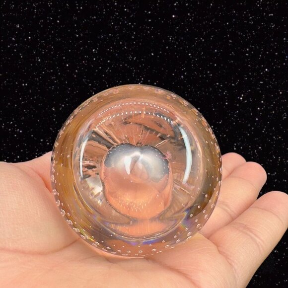 Venetian Art Glass Fruit Apple Pear Paperweight Pink Tint Small Bubbles Italian - Picture 3 of 13